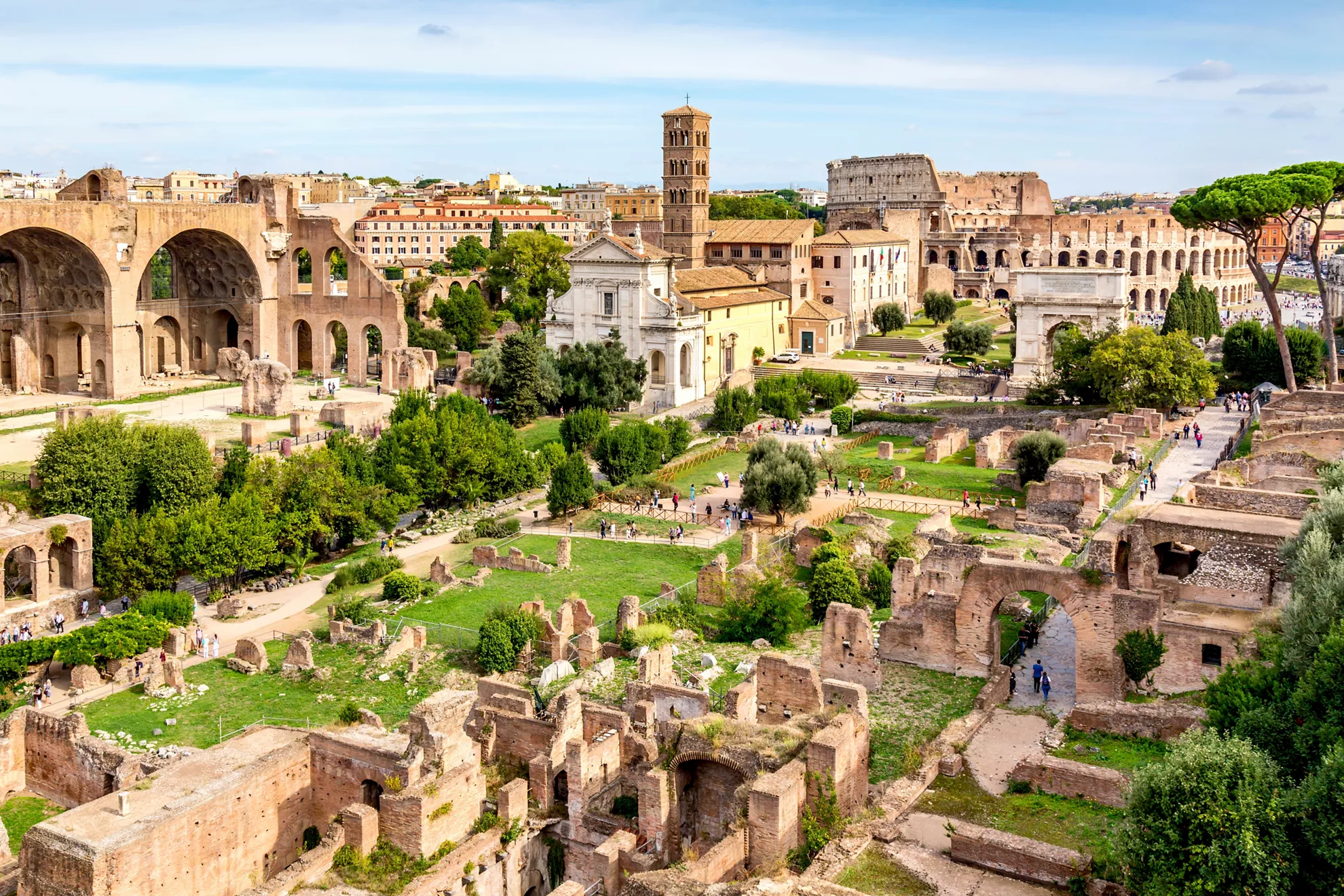 Vista panoramica dei Fori Imperiali a Roma